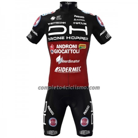 Completo Maglia + Pantaloncino con bretelle Drone Hopper 2022 Androni Giocattoli Manica Corta Rosso Nero